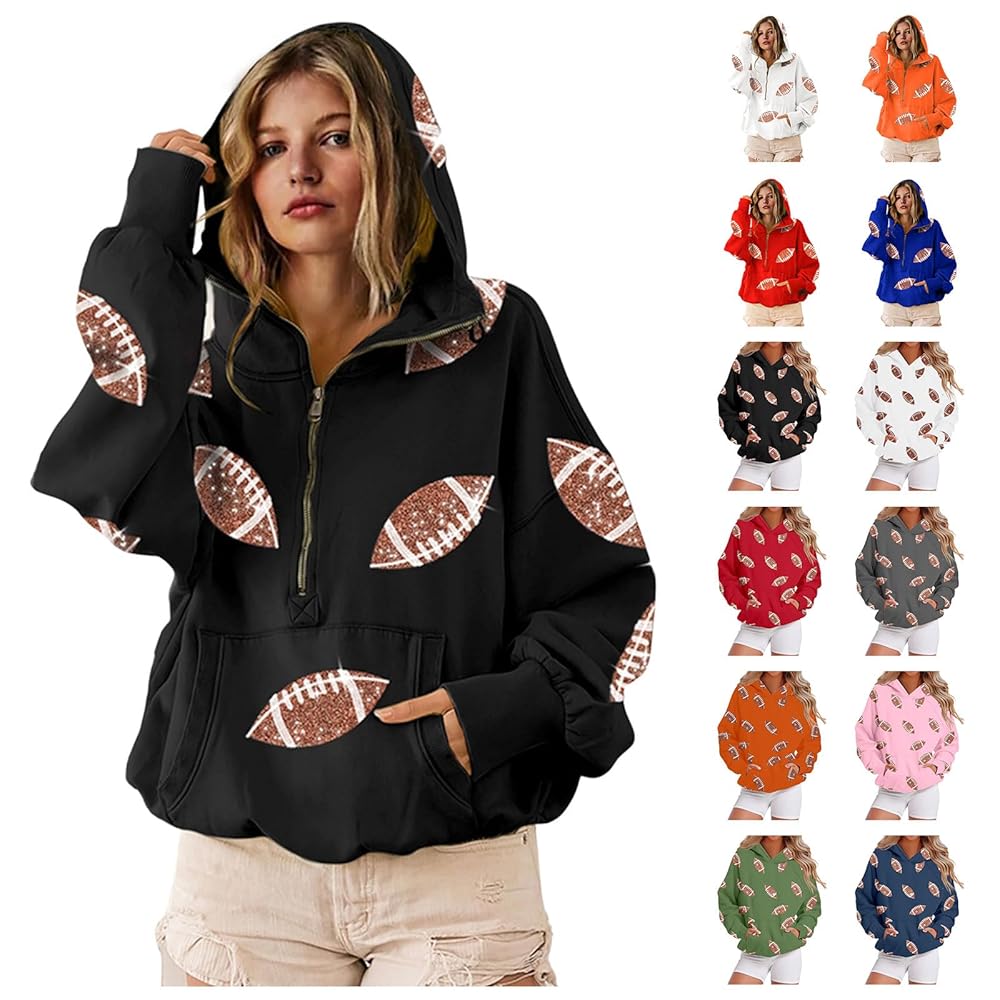 Amazon.com: AYziemezm Womens Game Day Hoodie Half Zip